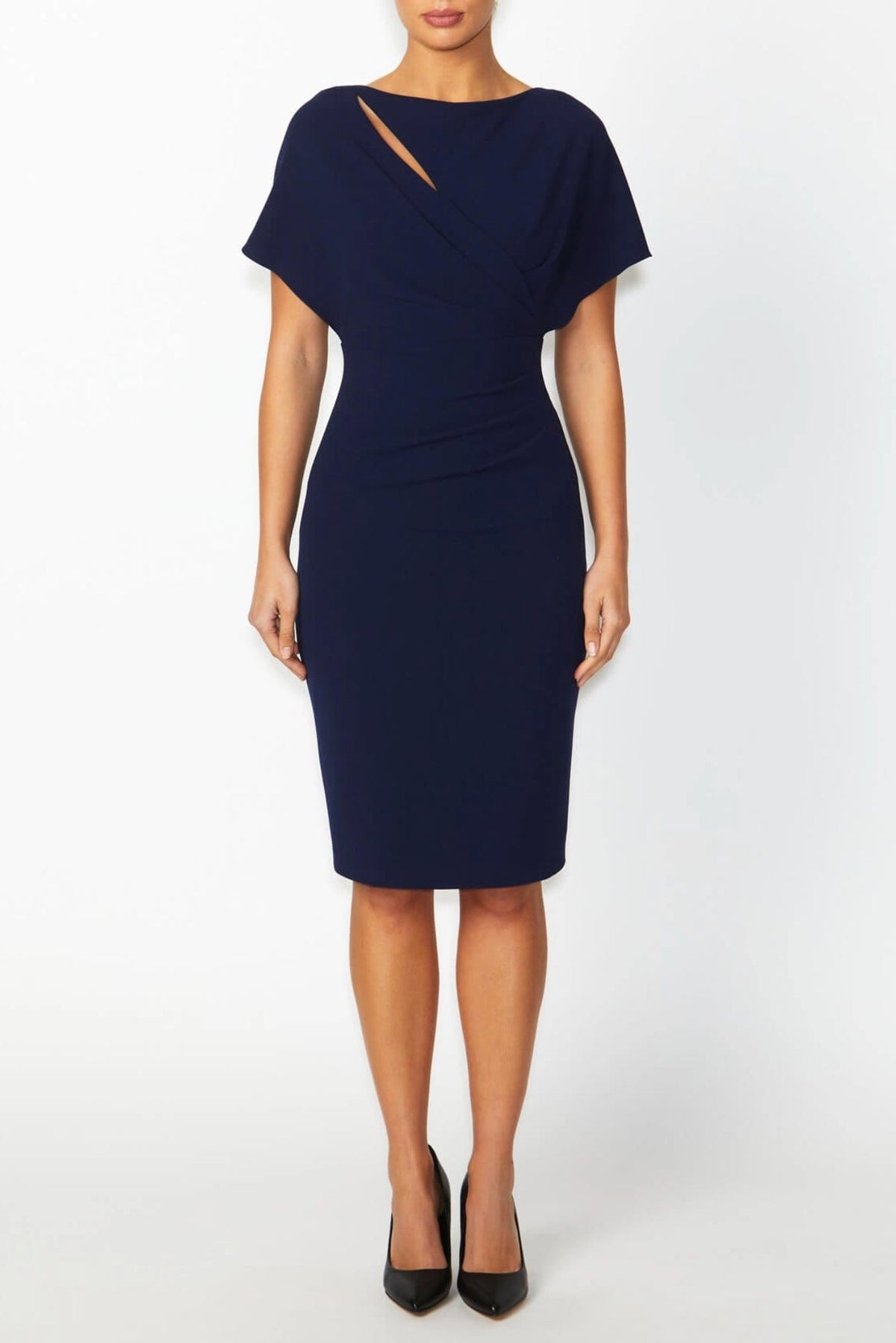 Lois &amp; Co Knee Length Dress Alina - Navy Stretch Crepe