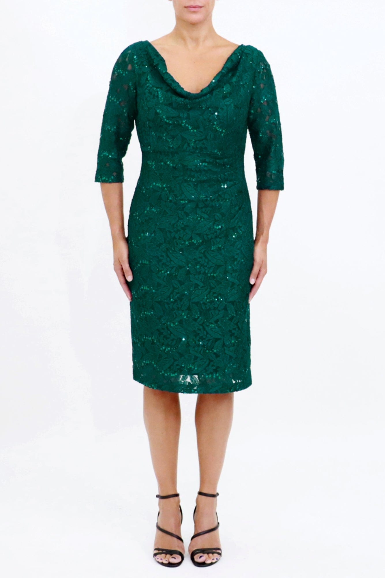 Lois & Co Knee Length Dress Elisa - Evergreen Stretch Lace Elisa - Evergreen Stretch Lace