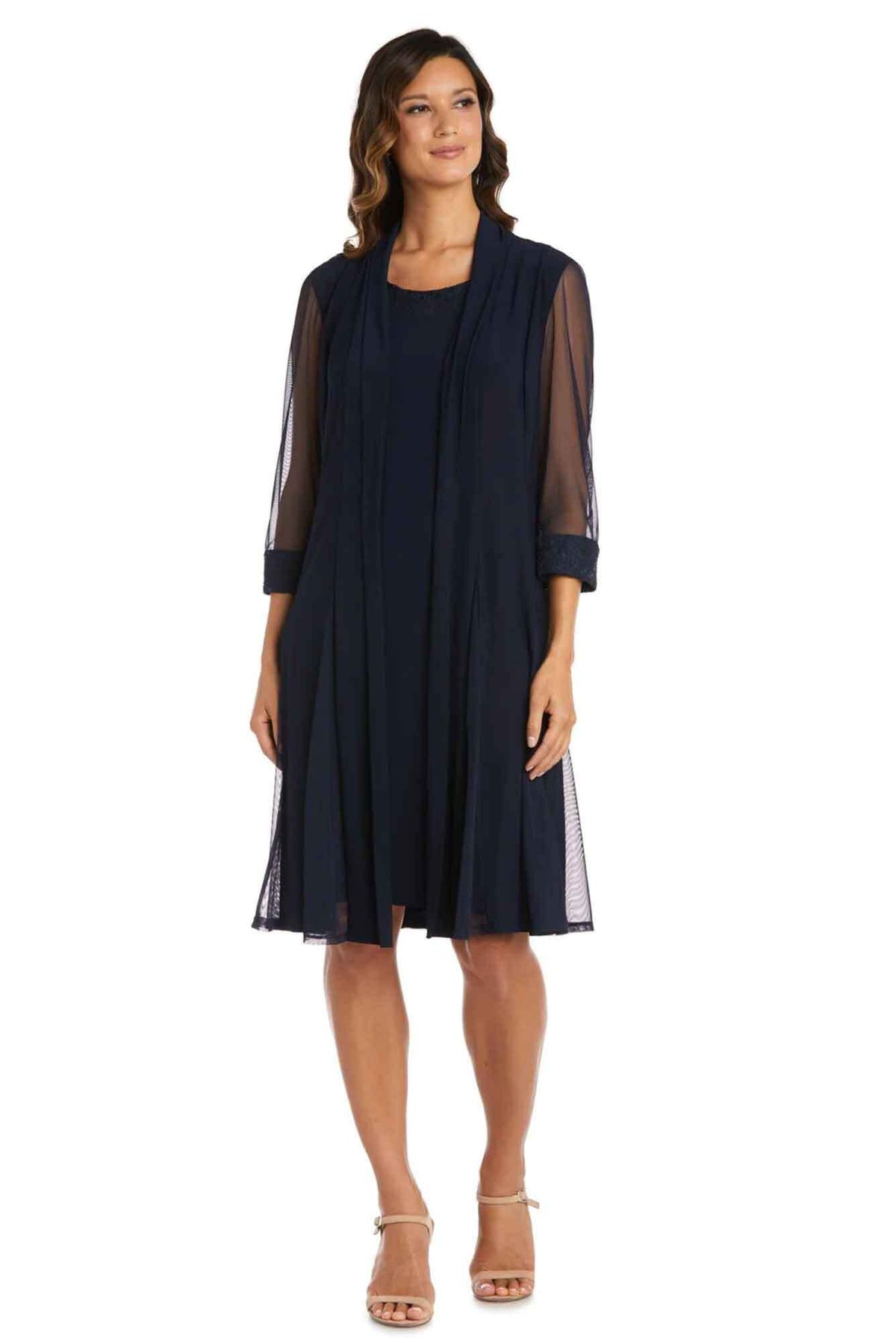 Lois &amp; Co Knee Length Dress Mother of the Bride Navy Dress and Jacket