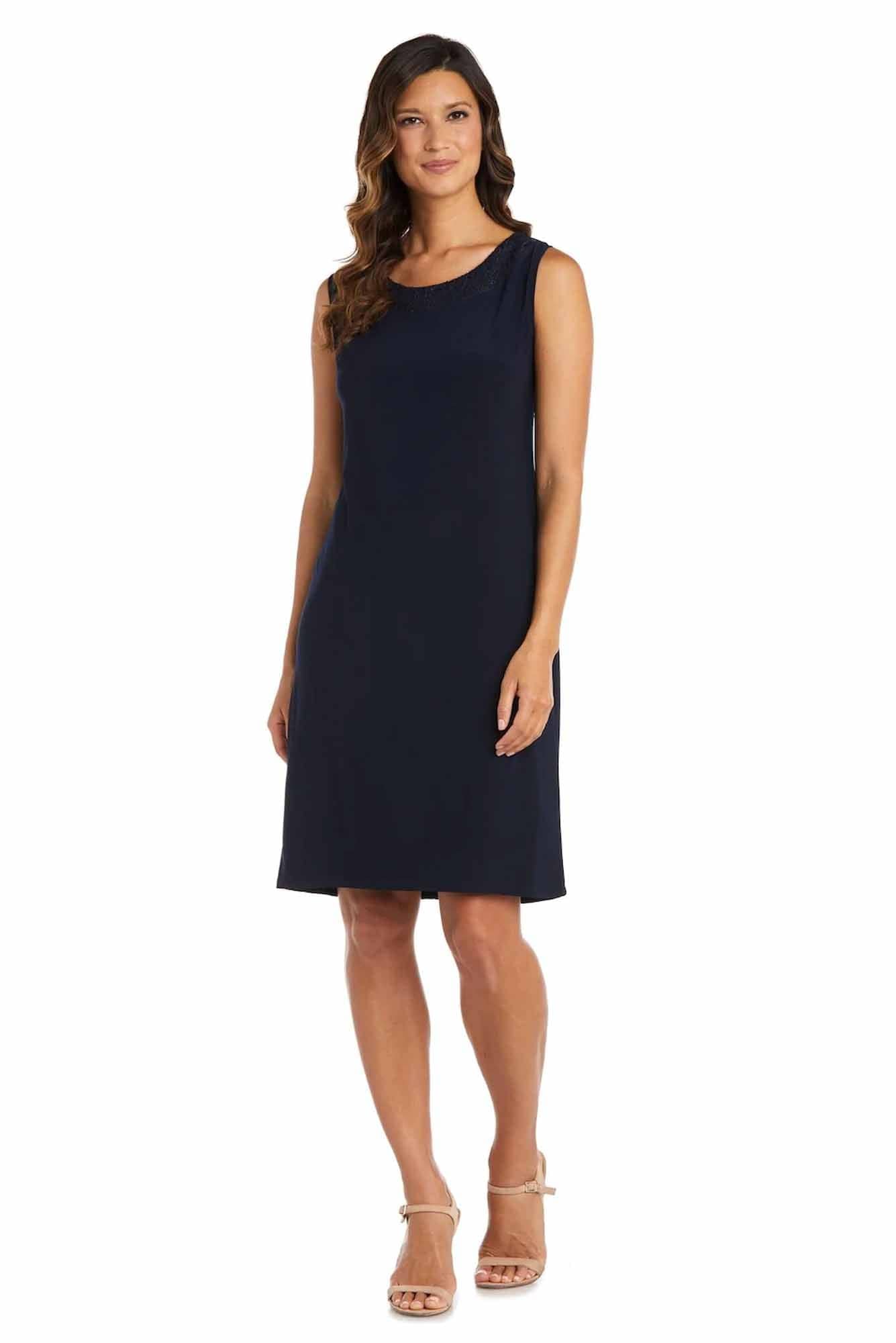 Lois & Co Knee Length Dress Mother of the Bride Navy Dress and Jacket