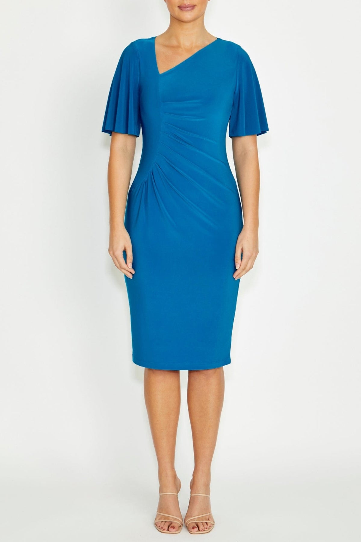Lois & Co Knee Length Dress Viviana - Capri Blue Stretch Jersey Dress Viviana - Capri Blue Stretch Jersey Dress