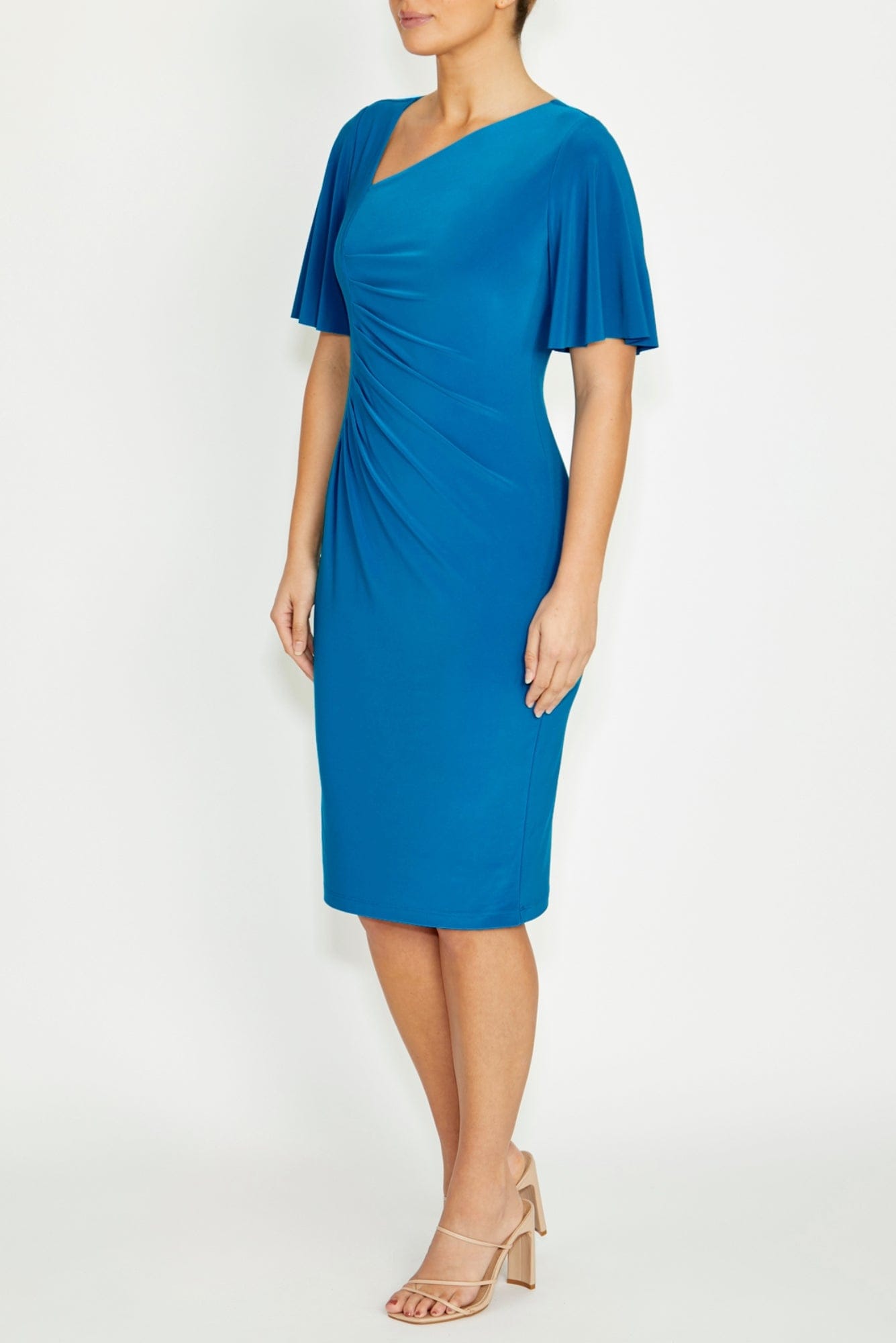 Lois & Co Knee Length Dress Viviana - Capri Blue Stretch Jersey Dress Viviana - Capri Blue Stretch Jersey Dress