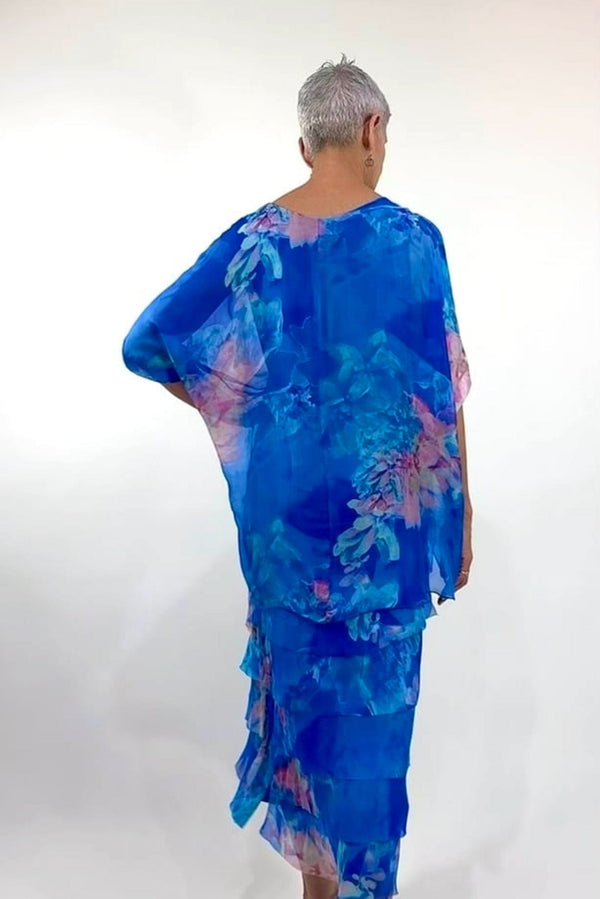 Pink and Cobalt Multi-Layer Silk