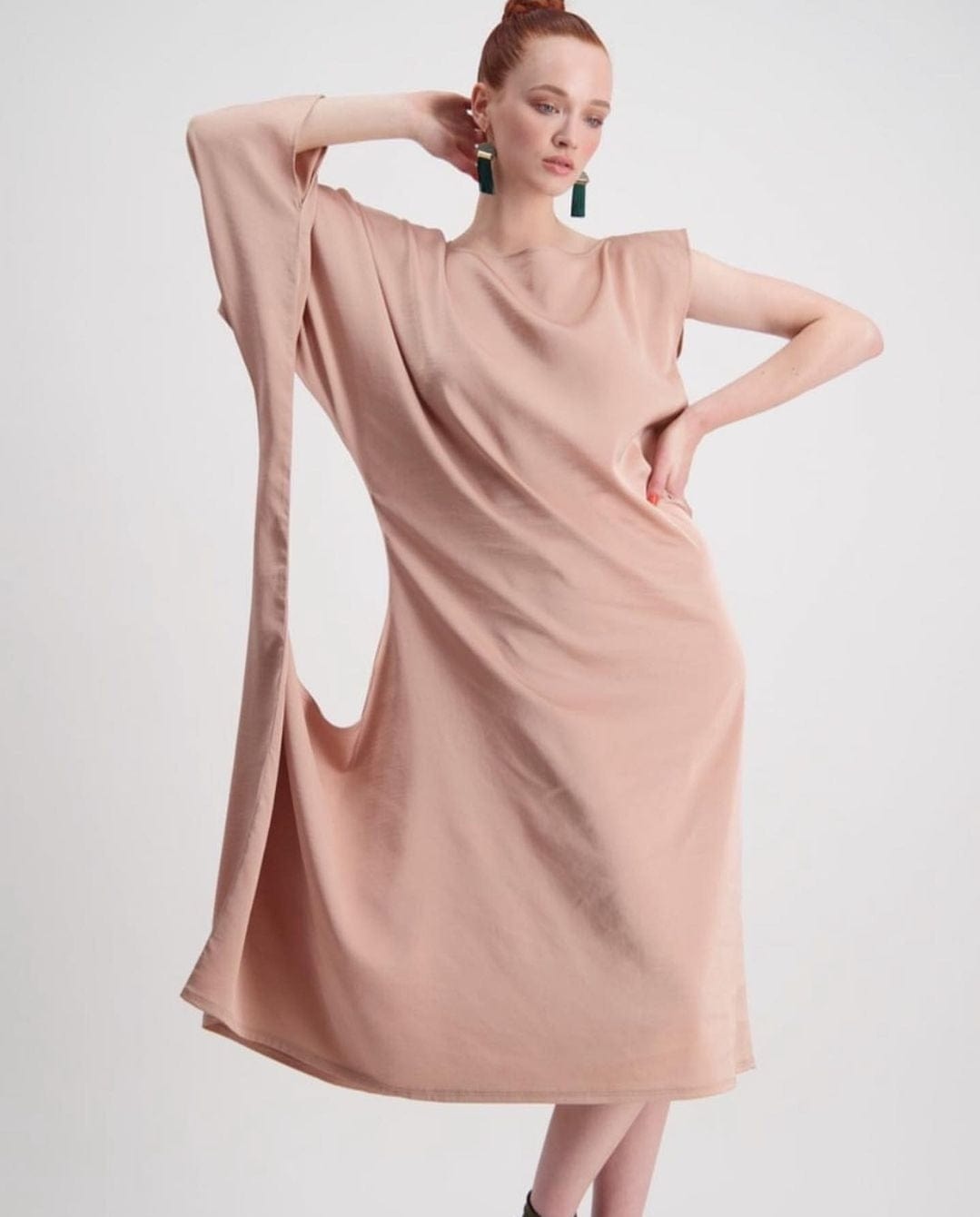 Lois &amp; Co Maxi Length Dress Soft and Unique Dusky Pink Dress