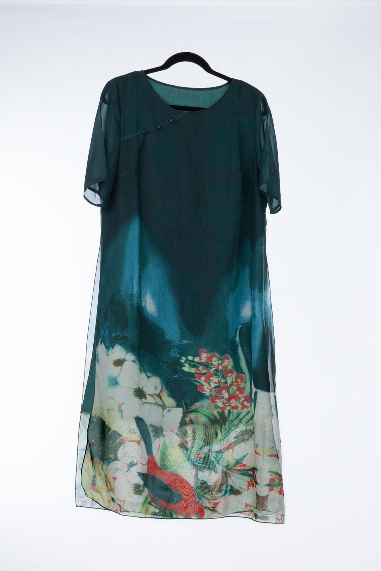 Lois & Co Maxi Length Dress Uniquely Different Jade Green Patterned Overlay Dress