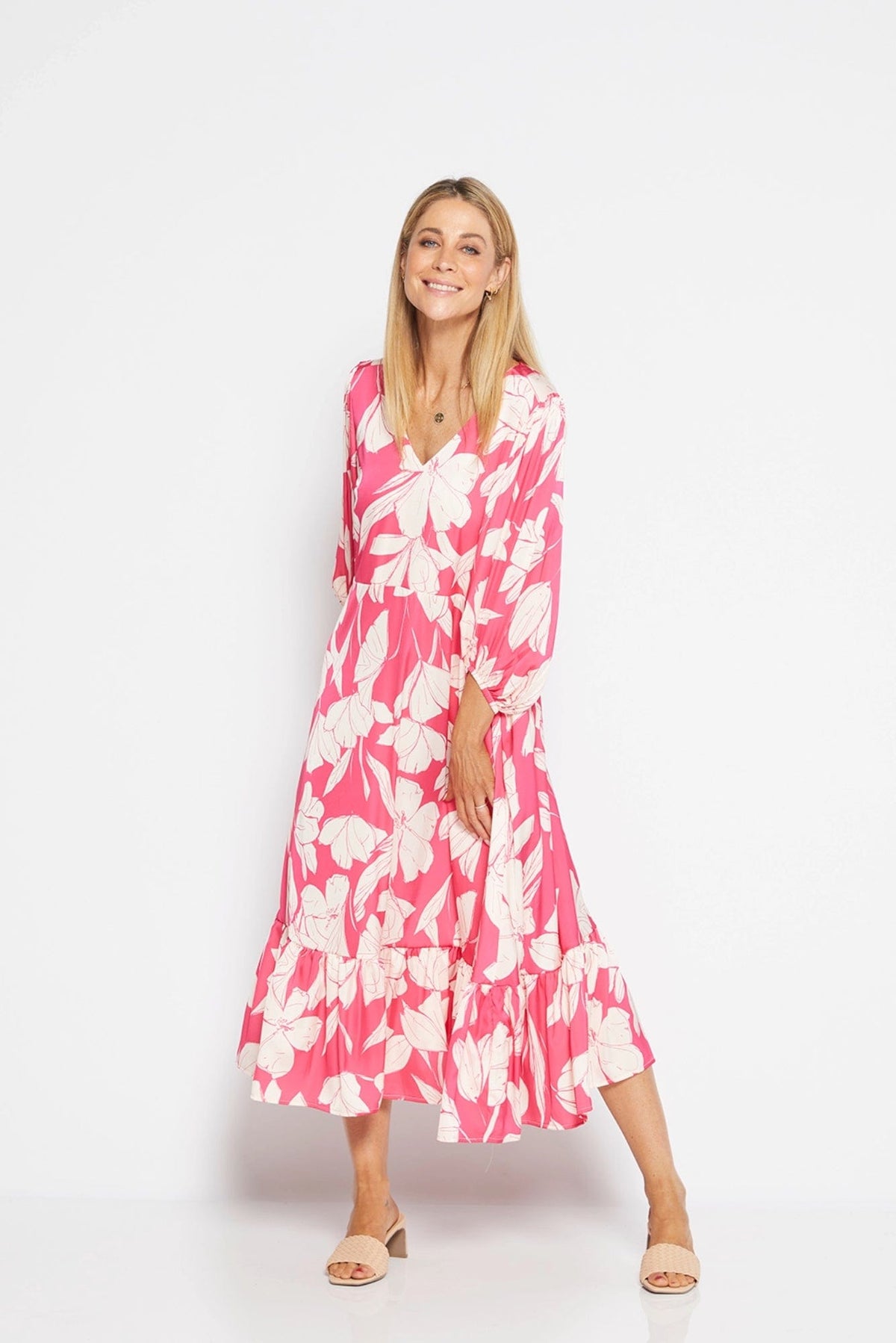 Lois & Co Mid Length Dress Amelia Pink Print Midi Amelia Pink Print Midi