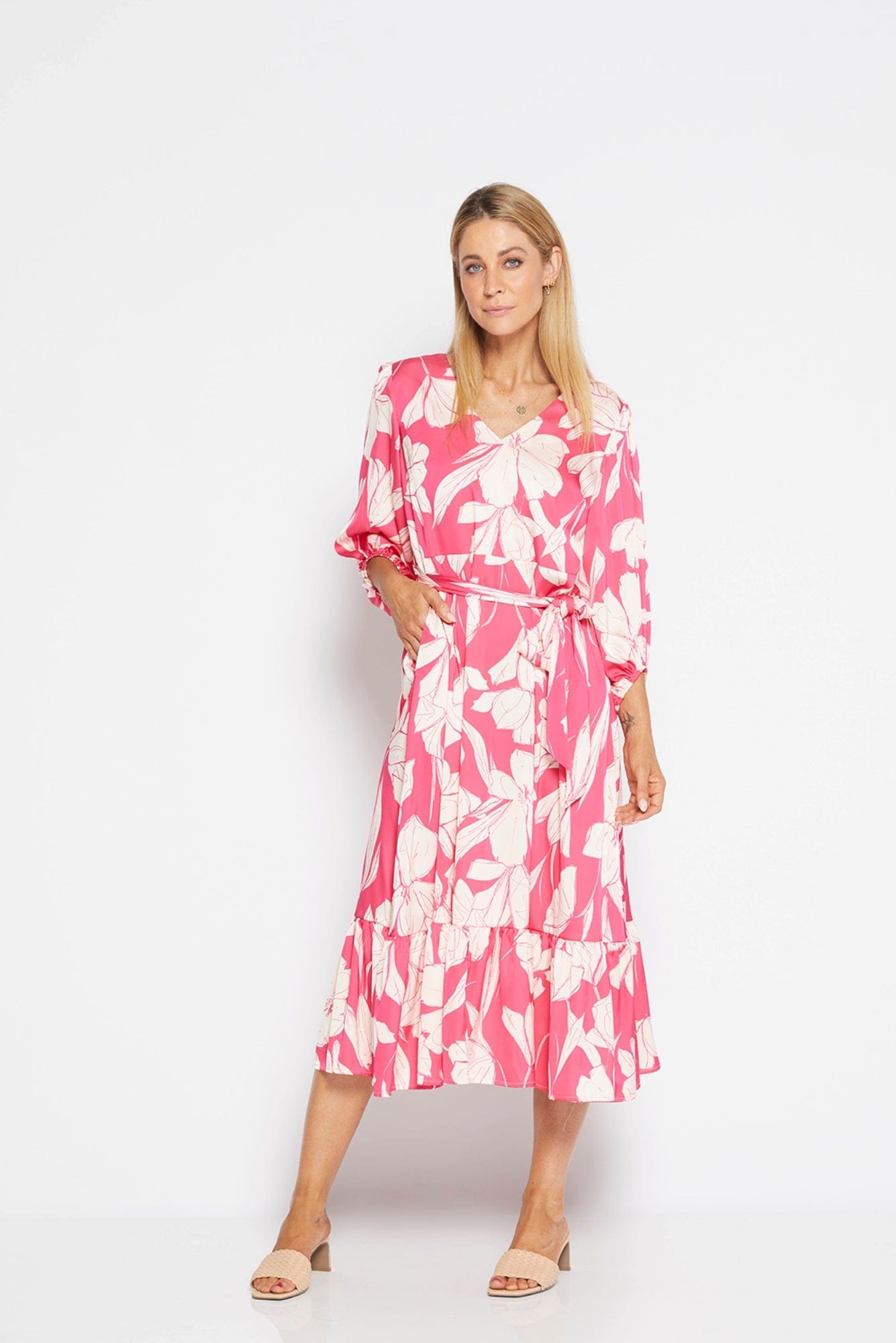 Lois & Co Mid Length Dress Amelia Pink Print Midi Amelia Pink Print Midi