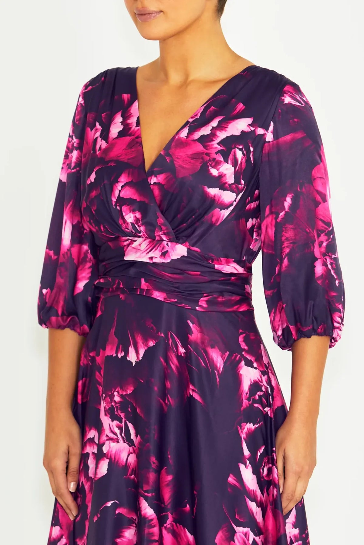 Lois & Co Mid Length Dress Elena - Fuchsia Rose Silk Blend Midi Dress Elena - Fuchsia Rose Silk Blend Midi Dress