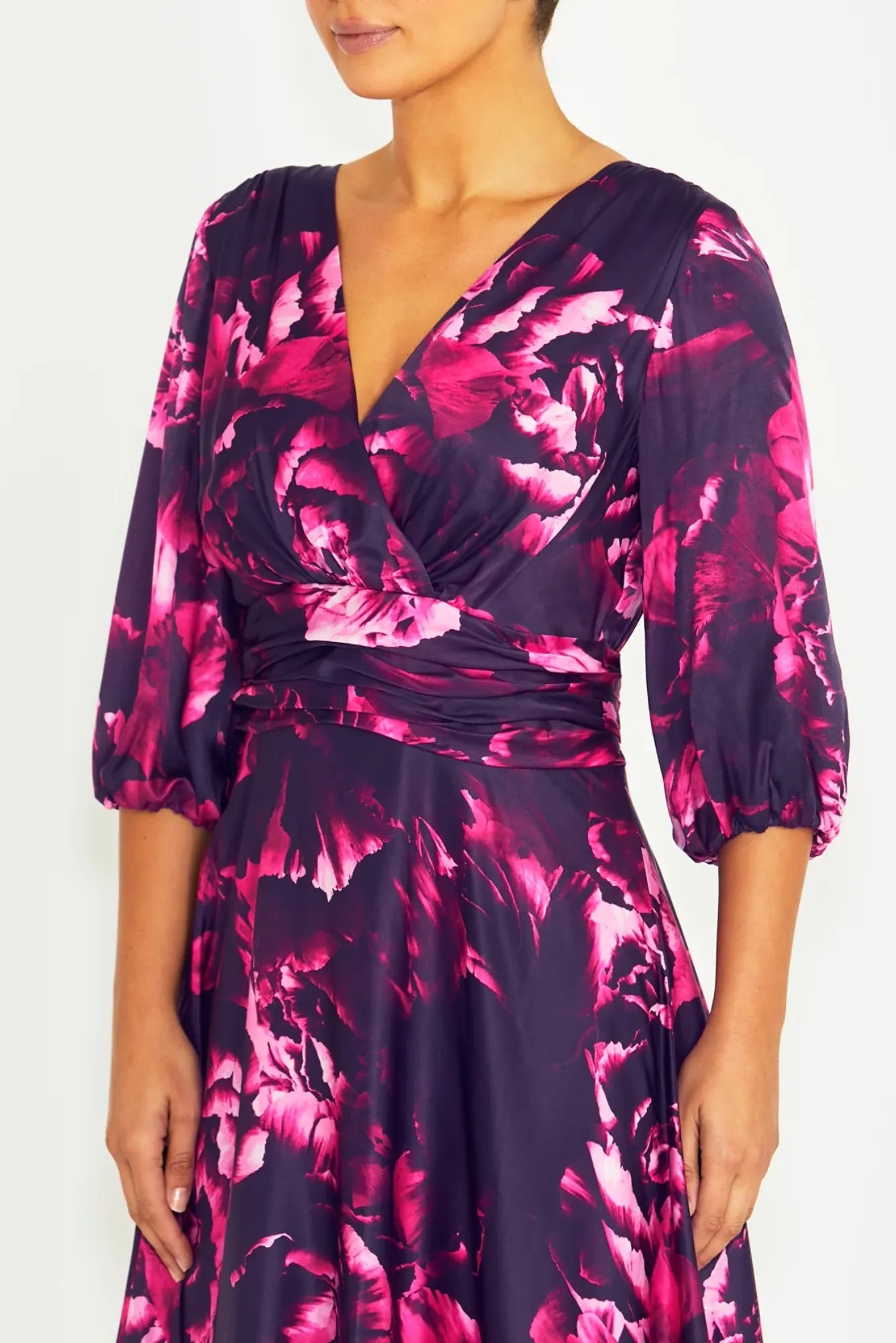 Lois & Co Mid Length Dress Elena - Fuchsia Rose Silk Blend Midi Dress Elena - Fuchsia Rose Silk Blend Midi Dress