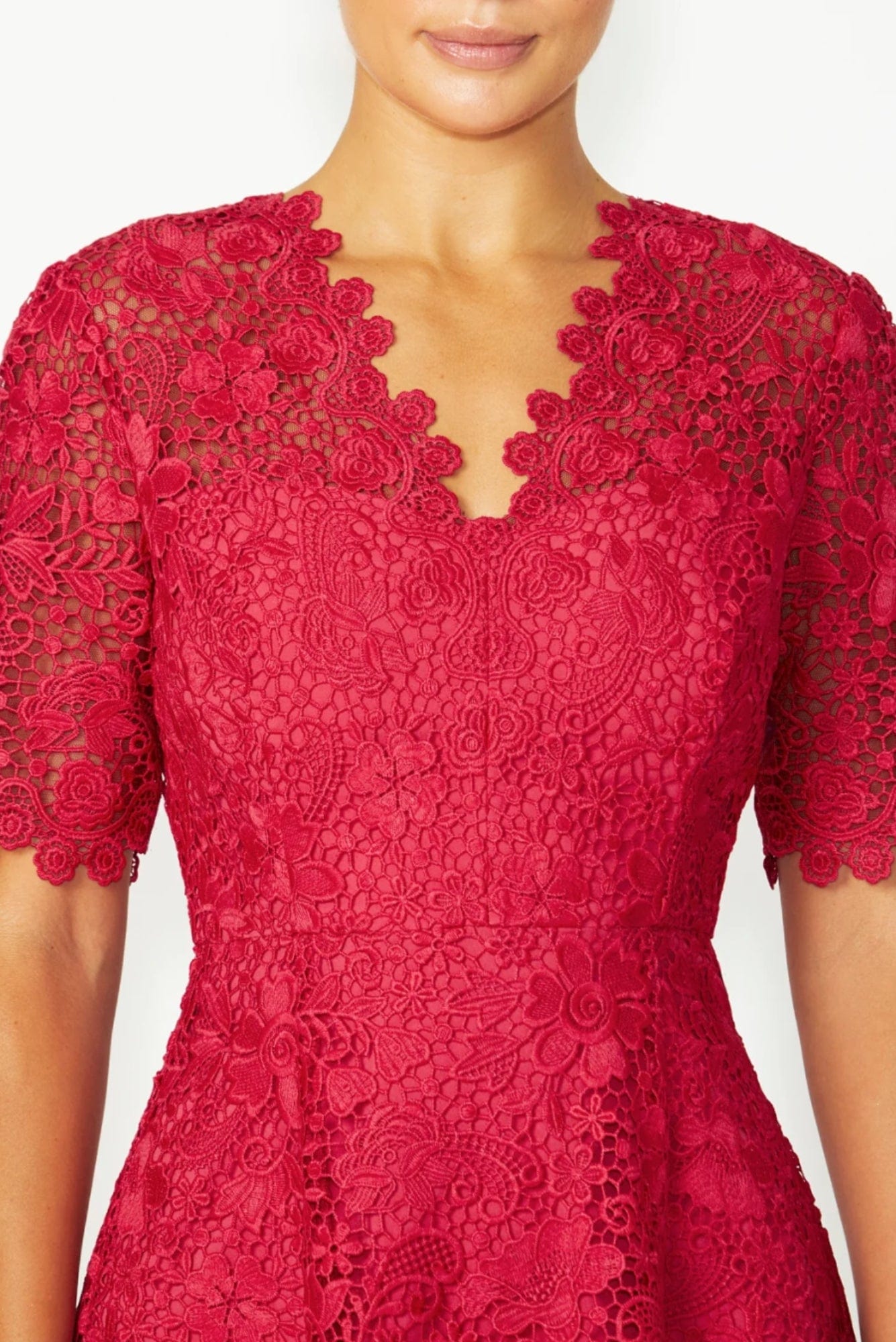 Lois & Co Mid Length Dress Emily - Stunning Raspberry Lace Emily - Stunning Raspberry Lace