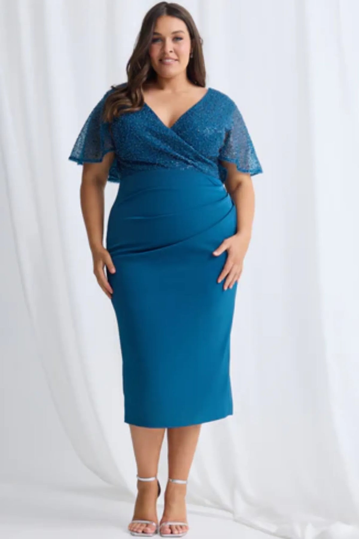 Lois & Co Mid Length Dress Joyce - Teal Beaded Midi Dress Joyce - Teal Beaded Midi Dress