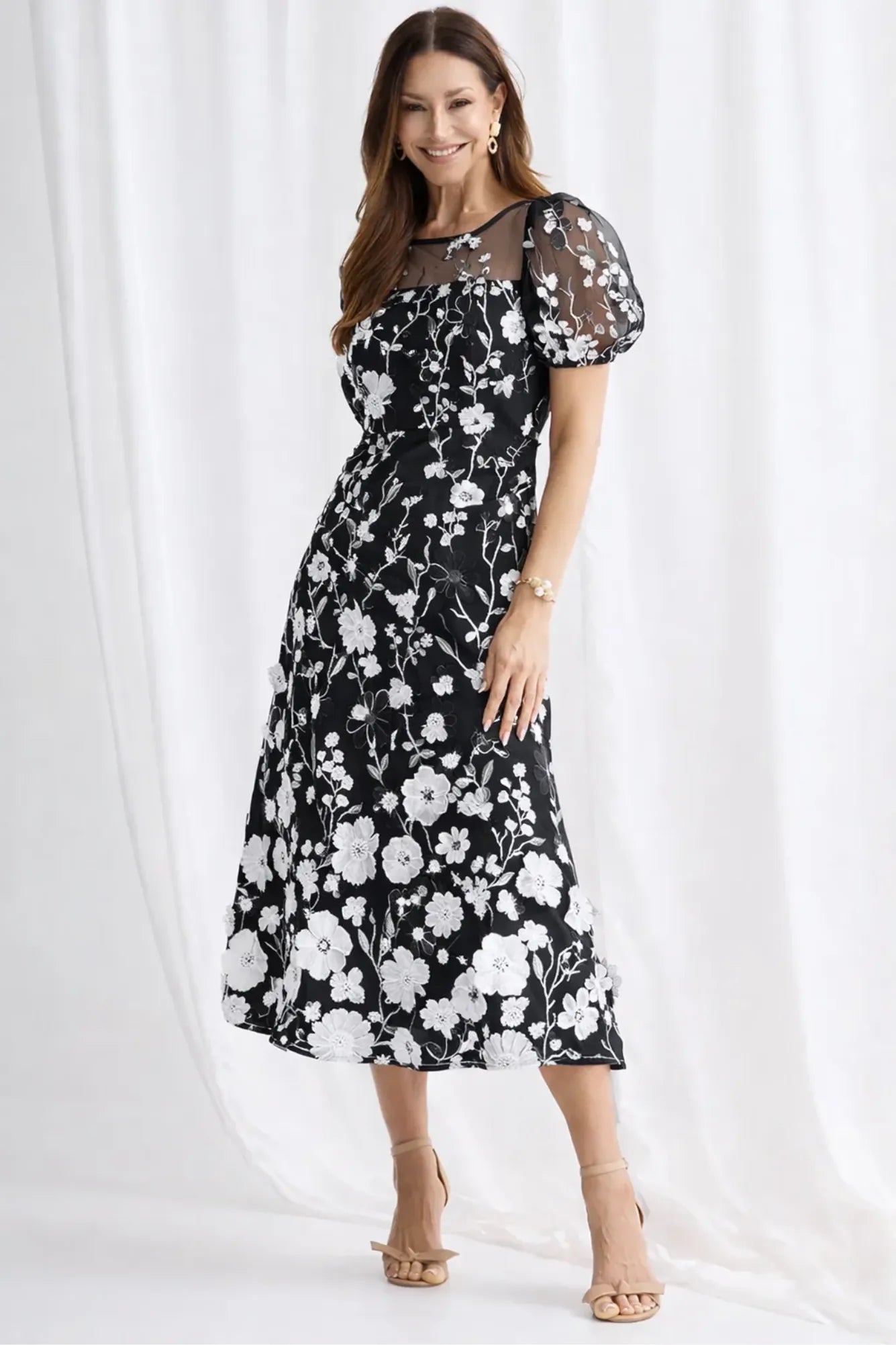 Lois & Co Mid Length Dress Lizzie - Black and White Lizzie - Black and White