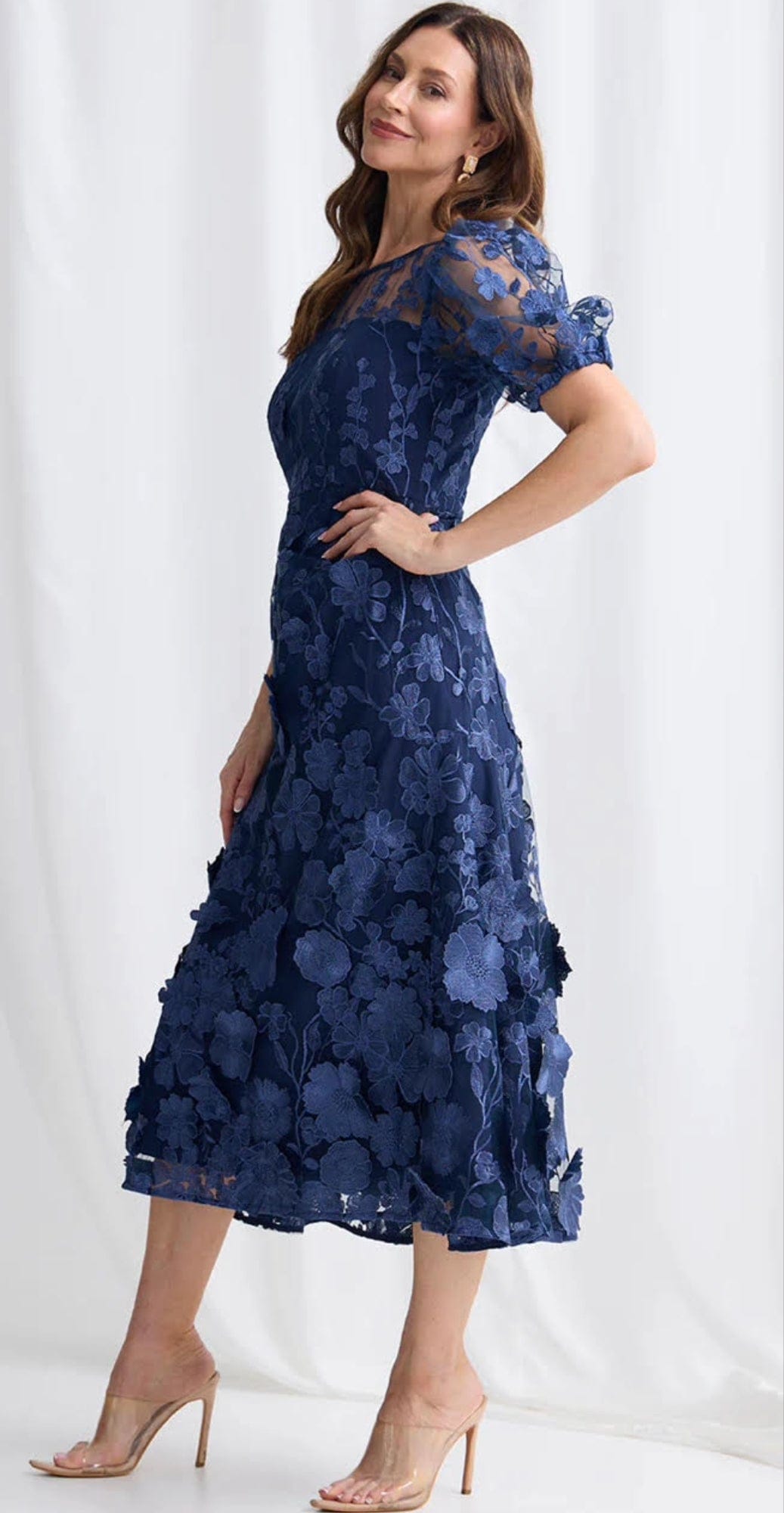 Lizzie Midi in Navy Floral Lace - Lois & Co Lizzie Midi in Navy Floral Lace - Lois & Co