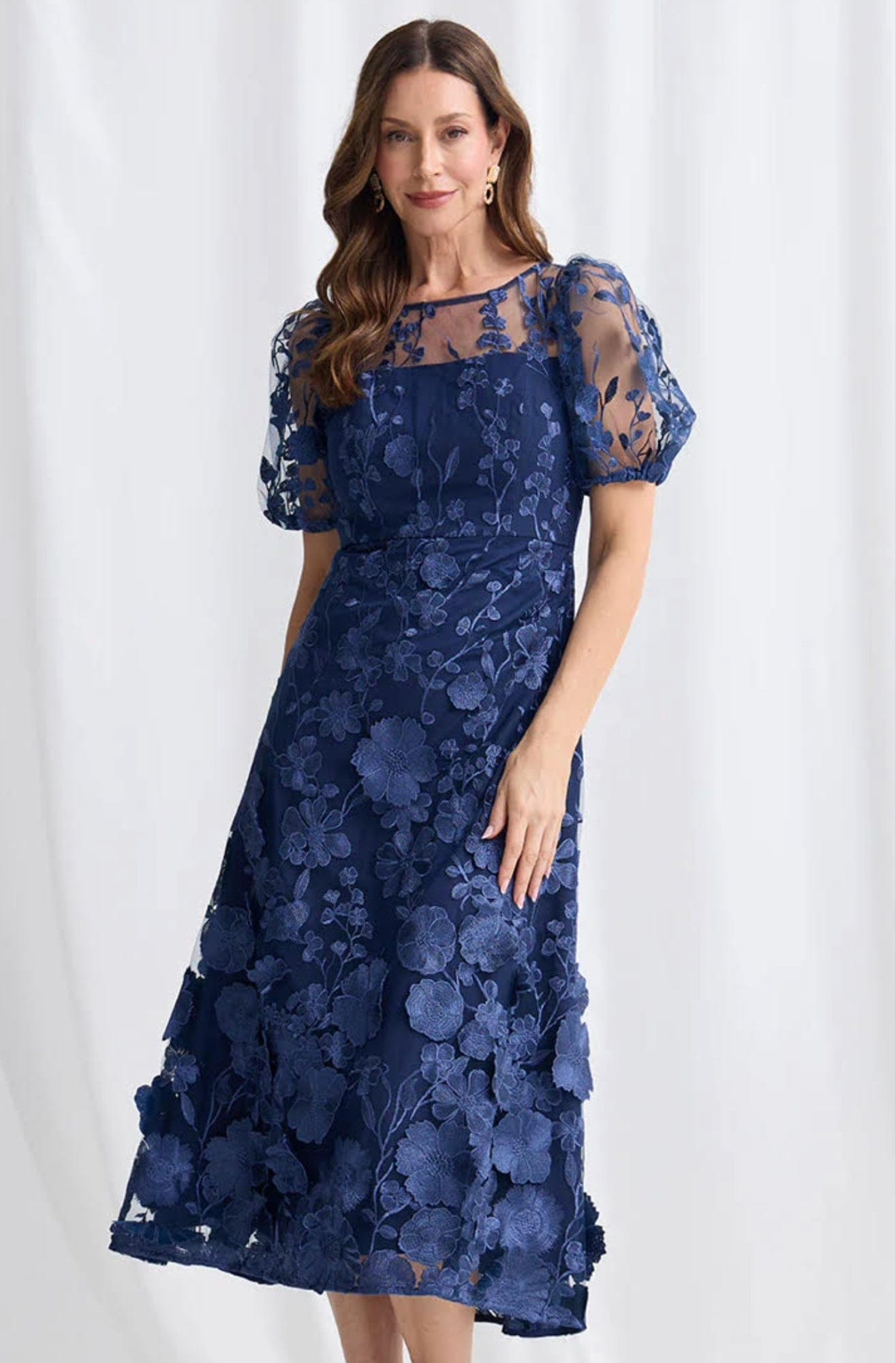 Lois & Co Mid Length Dress Lizzie Midi in Navy Floral Lace Lizzie Midi in Navy Floral Lace
