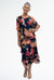 Lois & Co Mid Length Dress Navy and Coral Floral Tiered Italian Silk Navy and Coral Floral Tiered Italian Silk