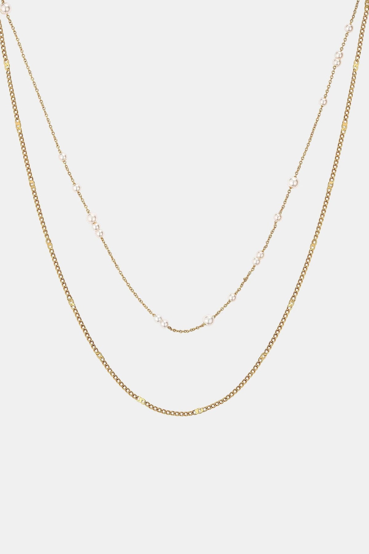 Lois &amp; Co Necklace Chain Mini Pearl Layered - 18k Gold Plated Necklace - Lustre &amp; Sage Mini Pearl Layered - 18k Gold Plated Necklace - Lustre &amp; Sage
