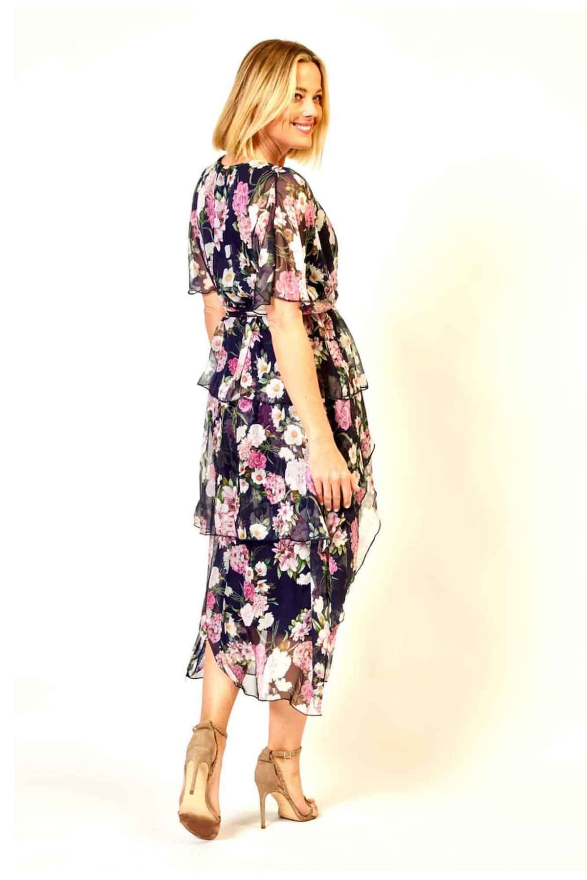 Lois & Co Soft and Silky Navy Floral Italian Silk.  Back View