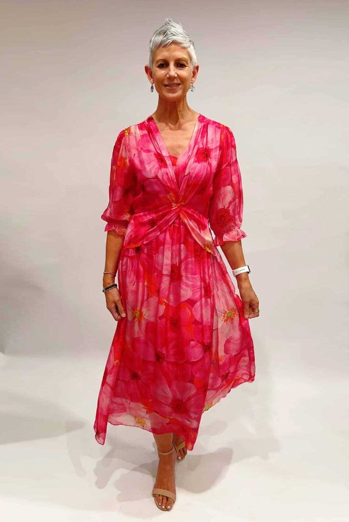 Stunningly Bright Italian Silk Dress Stunningly Bright Italian Silk Dress