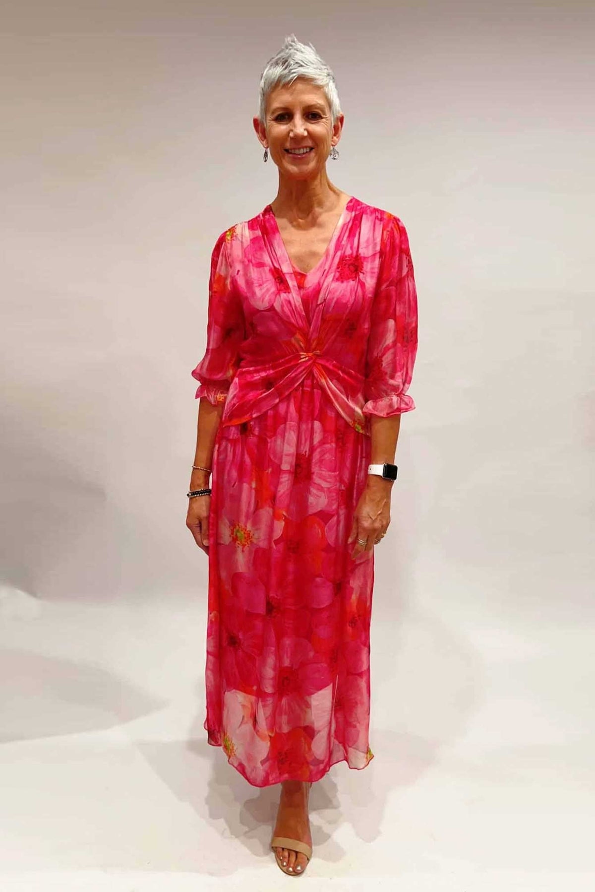 Stunningly Bright Italian Silk Dress_Front 2